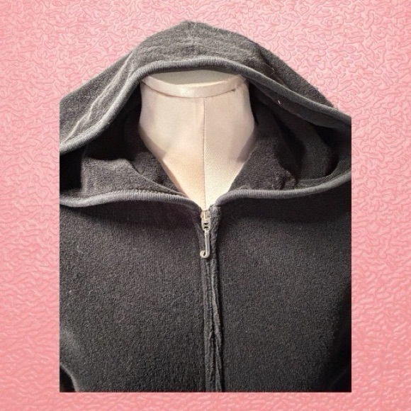 VTG Juicy Couture Black Terry cloth Zip-Up Hoodie - Picture 7 of 14